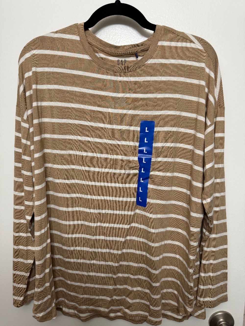 Gap Ladies' Drop Shoulder Striped Long-Sleeve T-Shirt - Size L